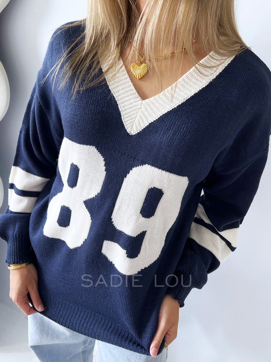 By Frankie / Varsity Knit Sweater - Navy