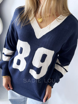 By Frankie / Varsity Knit Sweater - Navy
