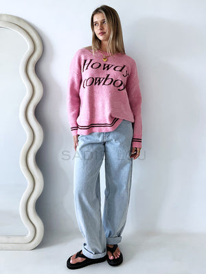 By Frankie / Howdy Cowboy Knit Sweater - Pink
