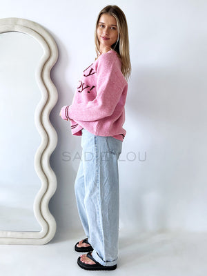 By Frankie / Howdy Cowboy Knit Sweater - Pink
