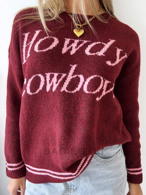 By Frankie / Howdy Cowboy Knit Sweater - Shiraz
