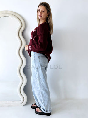 By Frankie / Howdy Cowboy Knit Sweater - Shiraz