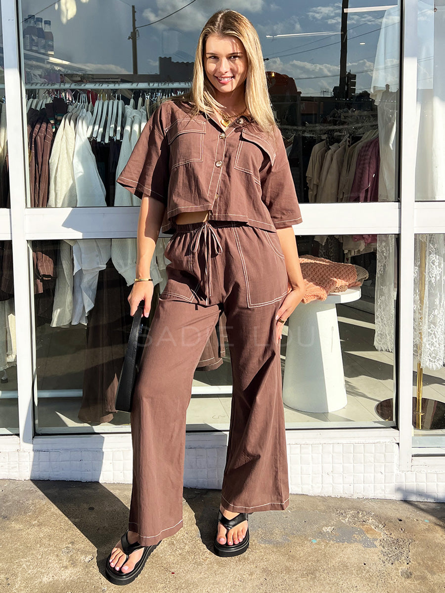 Meeka Pant Set - Chocolate