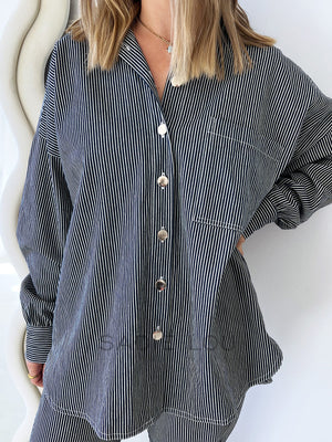 Cartel & Willow // Tamika Shirt - Stripe Denim