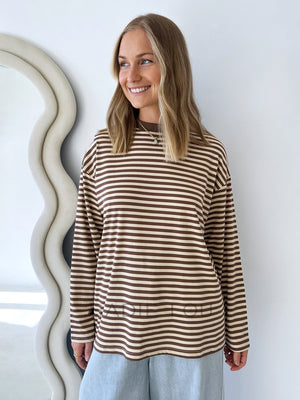 By Frankie / Mimi Stripe Top - Brown/Beige