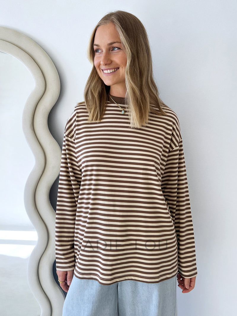By Frankie / Mimi Stripe Top - Brown/Beige