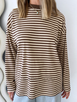 By Frankie / Mimi Stripe Top - Brown/Beige