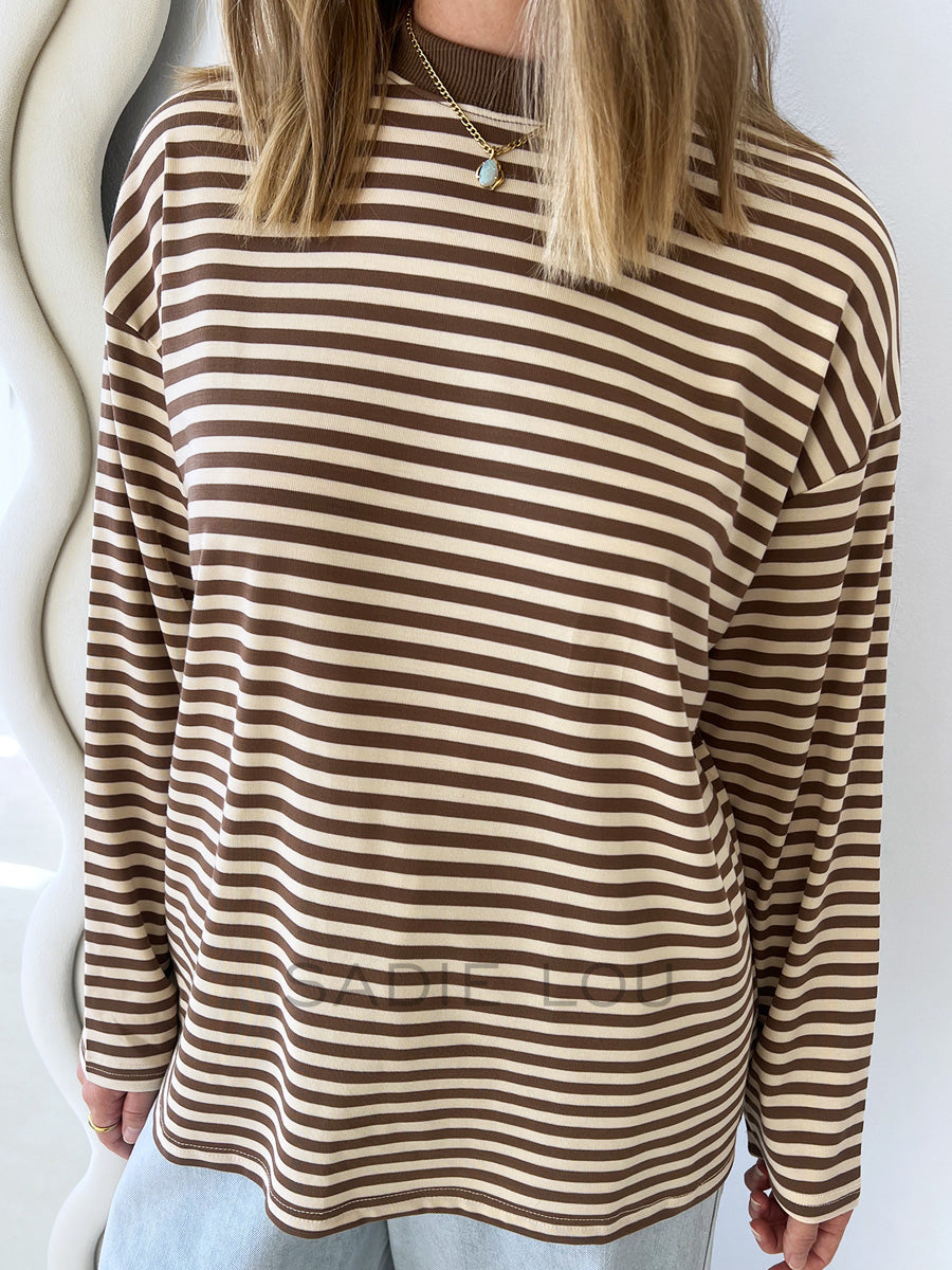 By Frankie / Mimi Stripe Top - Brown/Beige
