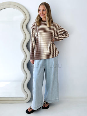 By Frankie / Mimi Stripe Top - Brown/Beige