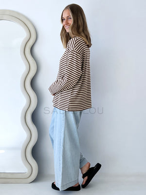 By Frankie / Mimi Stripe Top - Brown/Beige