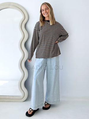 By Frankie / Mimi Stripe Top - Black/Oat