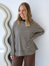 By Frankie / Mimi Stripe Top - Charcoal/Beige