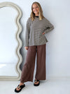 By Frankie / Mimi Stripe Top - Charcoal/Beige