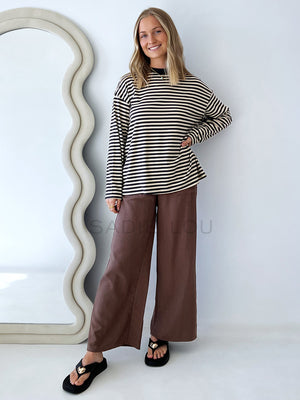 By Frankie / Mimi Stripe Top - Charcoal/Beige