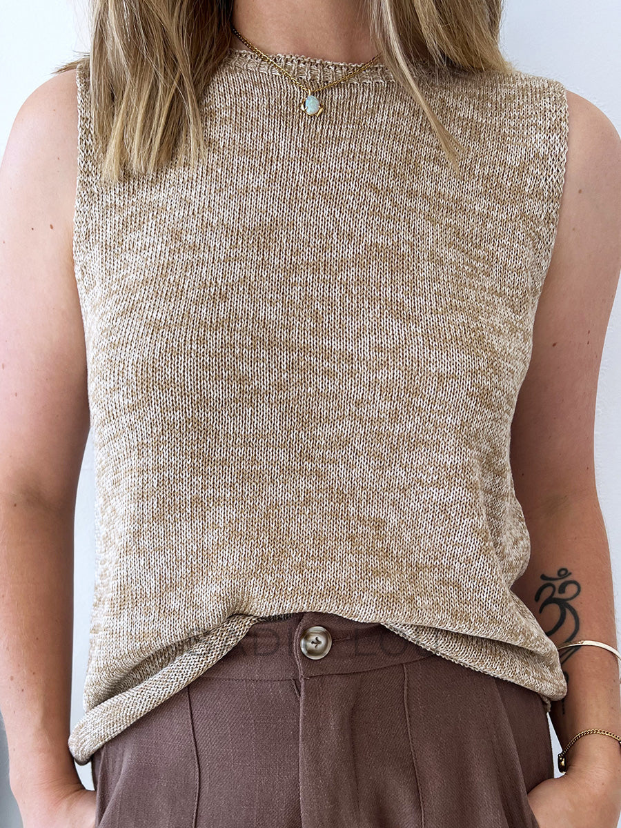 Little Lies / Melange Spring Tank - Taupe