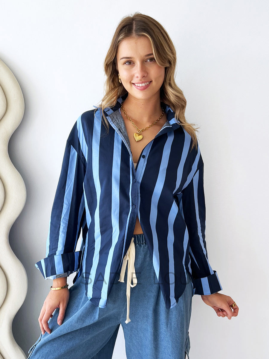 Little Lies / Kira Shirt Blue Stripe