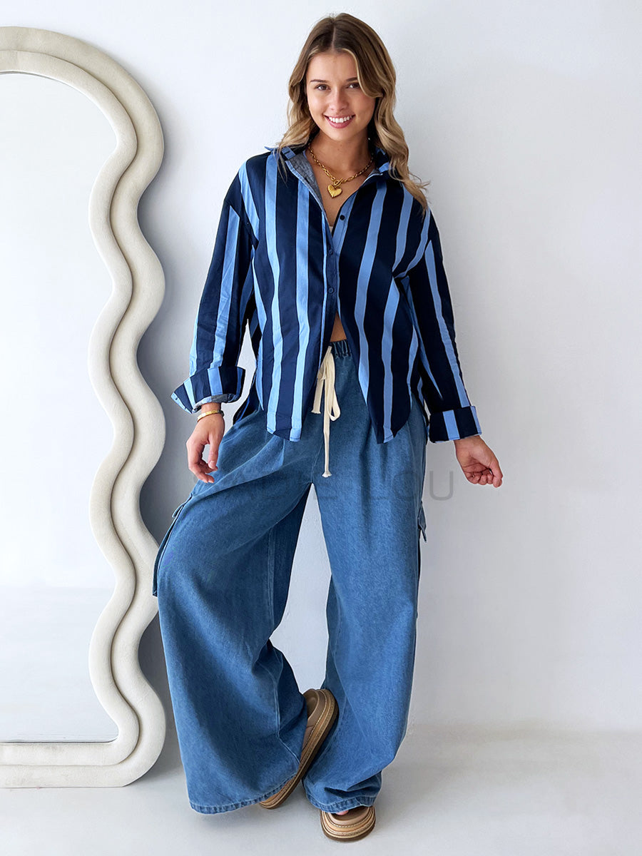 Little Lies / Kira Shirt Blue Stripe