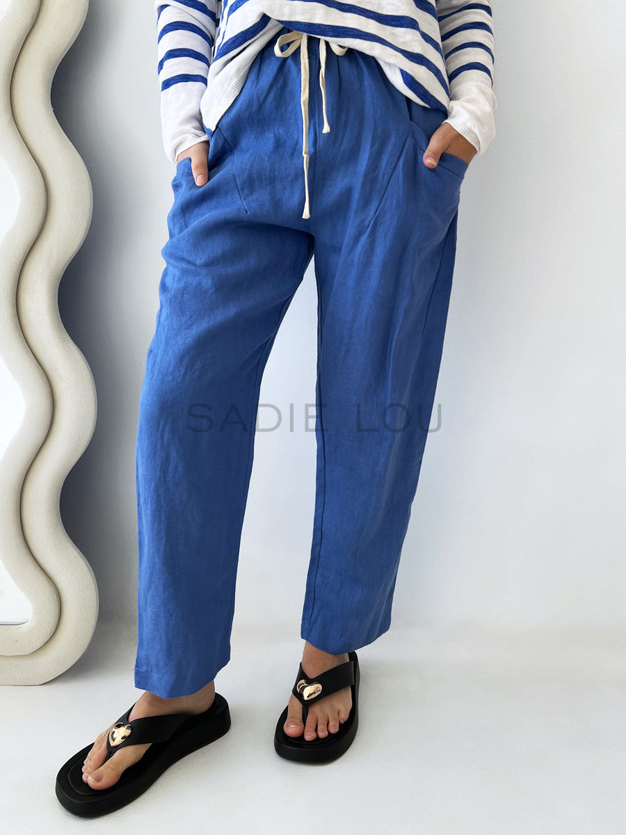Little Lies / Luxe Linen Pant - Electric Blue