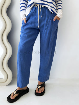 Little Lies / Luxe Linen Pant - Electric Blue