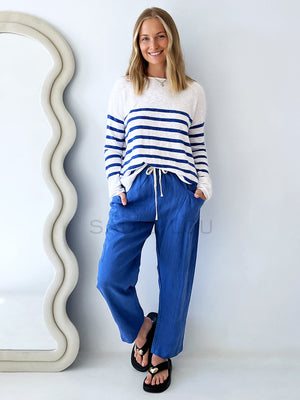 Little Lies / Luxe Linen Pant - Electric Blue