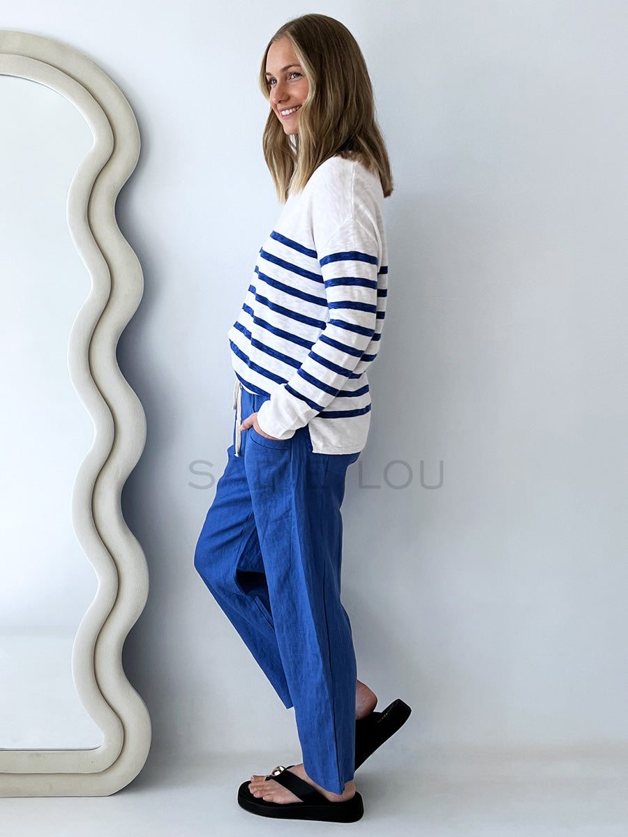 Little Lies / Luxe Linen Pant - Electric Blue
