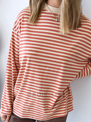 By Frankie / Mimi Stripe Top - Peach/Beige
