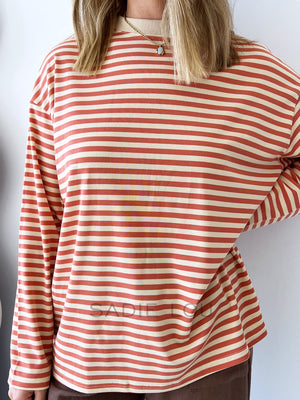 By Frankie / Mimi Stripe Top - Peach/Beige