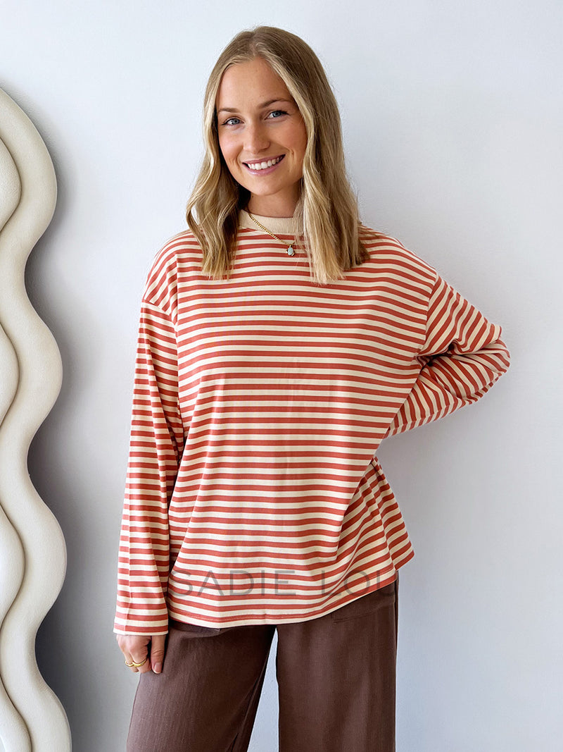 By Frankie / Mimi Stripe Top - Peach/Beige