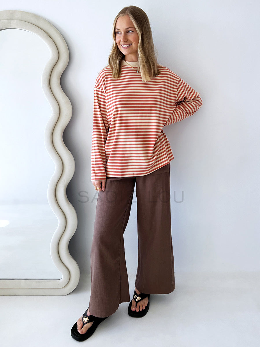 By Frankie / Mimi Stripe Top - Peach/Beige