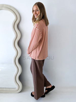 By Frankie / Mimi Stripe Top - Peach/Beige