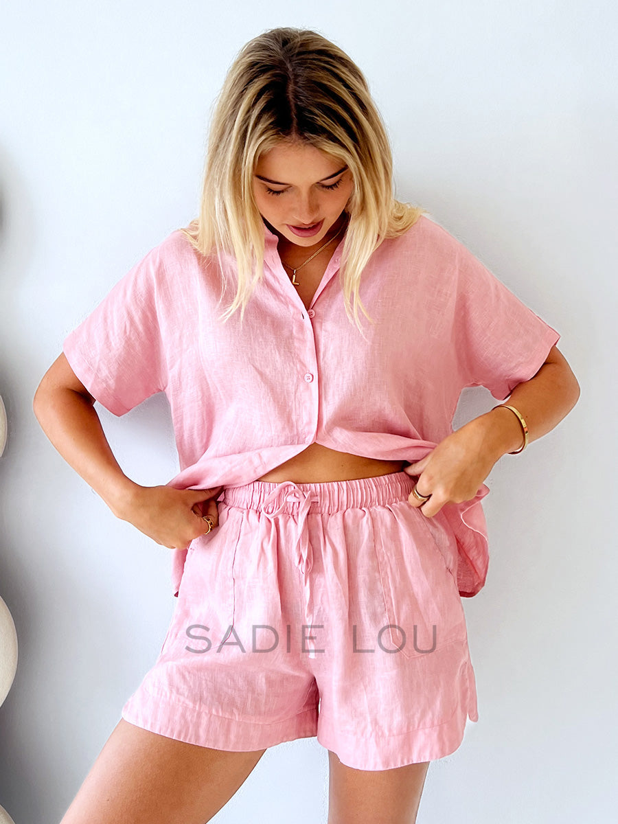 little Lies / Bronte Linen Shorts - Pink