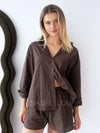 By Frankie / Benni Stripe Short Set - Chocolate