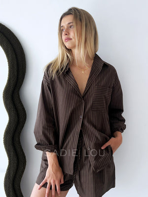 By Frankie / Benni Stripe Short Set - Chocolate