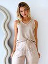 Little Lies / Scoop Neck Tank - Beige