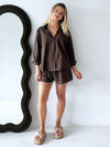 By Frankie / Benni Stripe Short Set - Chocolate