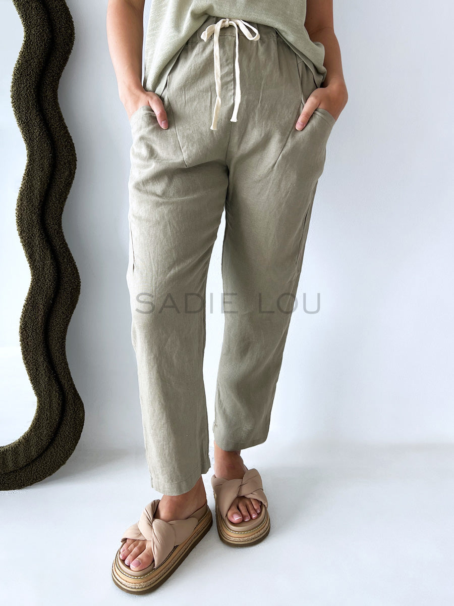 Little Lies / Luxe Linen Pant - Kahki