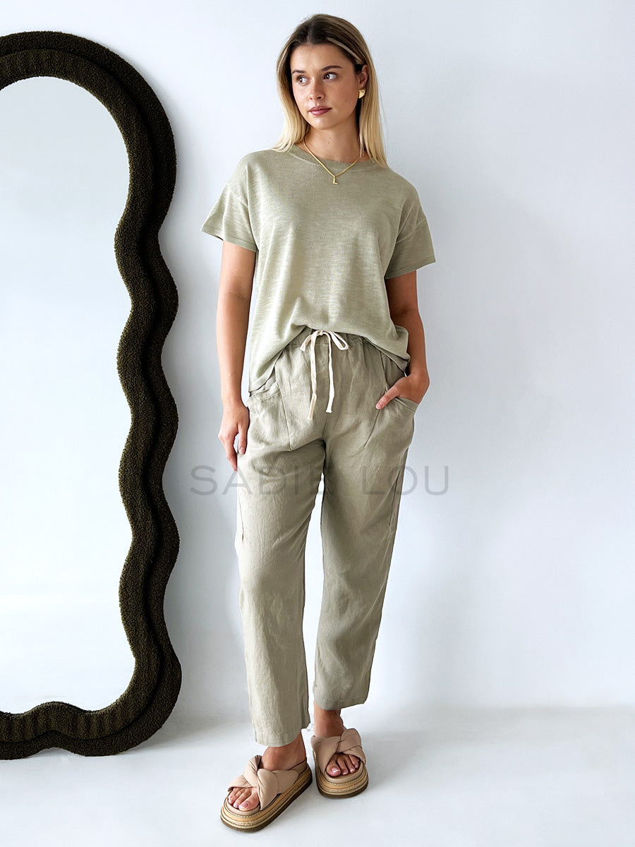 Little Lies / Luxe Linen Pant - Kahki