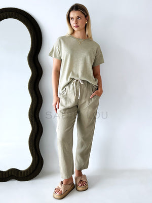 Little Lies / Luxe Linen Pant - Kahki