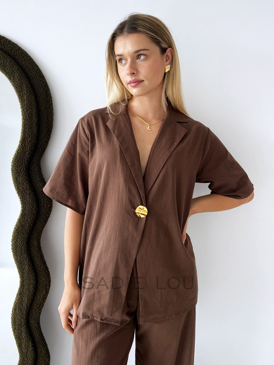 By Frankie / Mali Button Pant Set - Chocolate