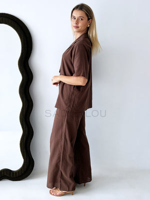 By Frankie / Mali Button Pant Set - Chocolate