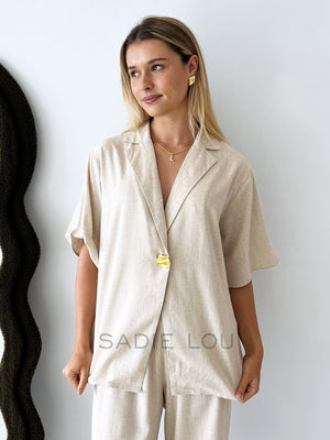 By Frankie / Mali Button Pant Set - Oatmeal