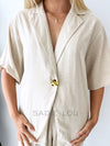 By Frankie / Mali Button Pant Set - Oatmeal
