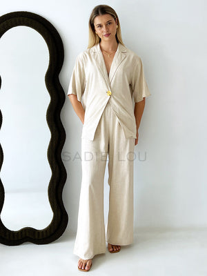 By Frankie / Mali Button Pant Set - Oatmeal