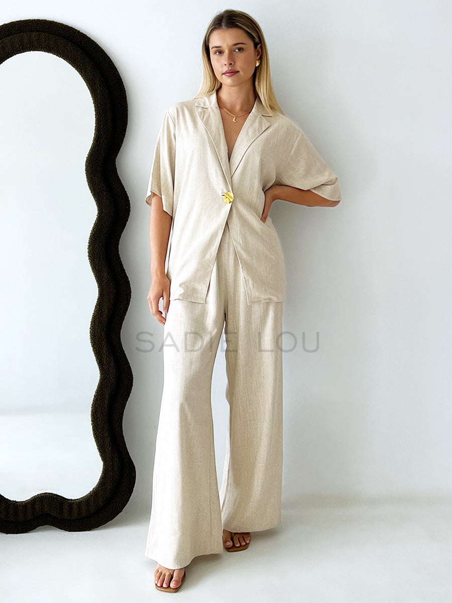 By Frankie / Mali Button Pant Set - Oatmeal