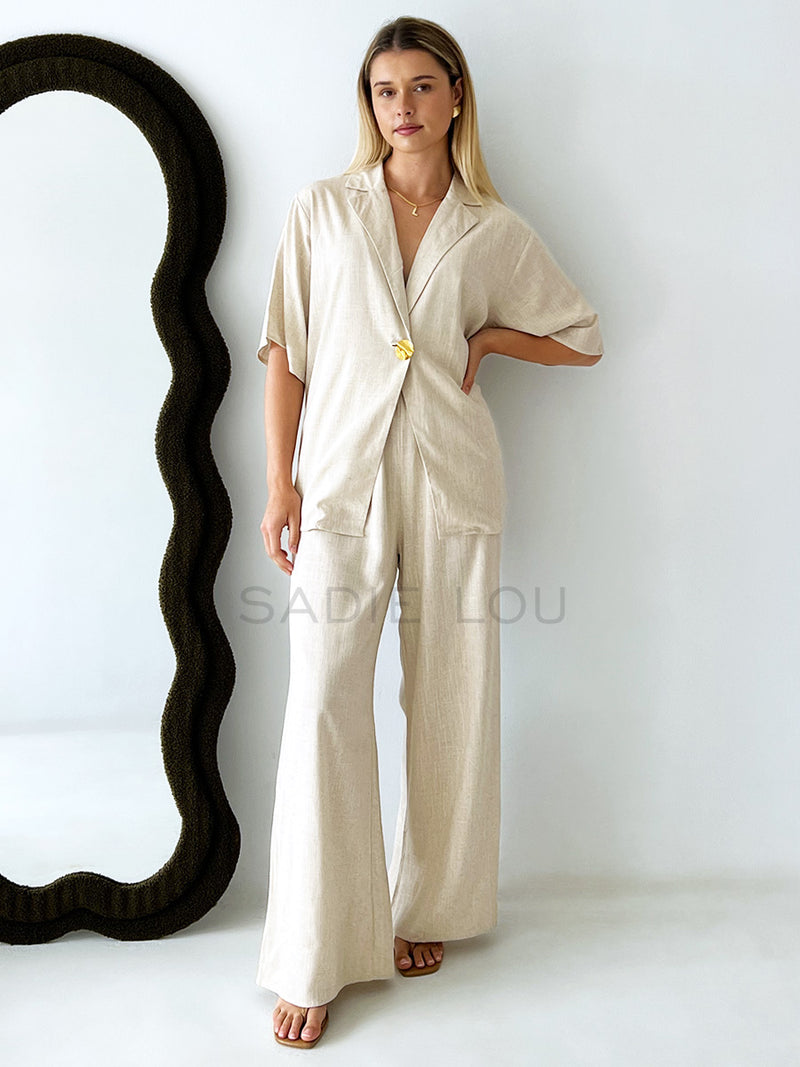 By Frankie / Mali Button Pant Set - Oatmeal