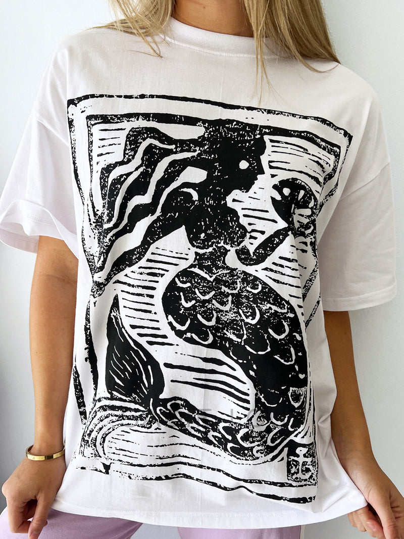 Zaziba Studio / Mermaid Art Tee - White