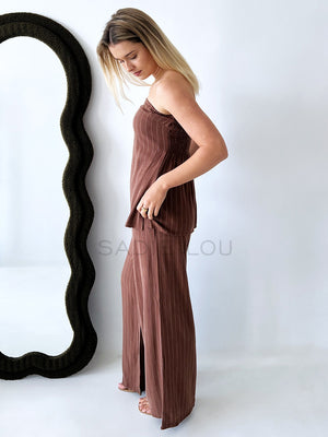 By Frankie / Connie PinStripe Pant Set - Choc