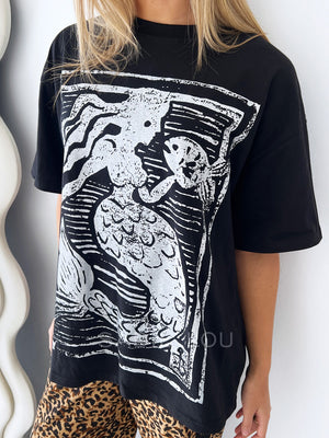 Zaziba Studio / Mermaid Art Tee - Black
