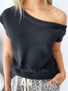 Polly Off Shoulder Knit Top - Black