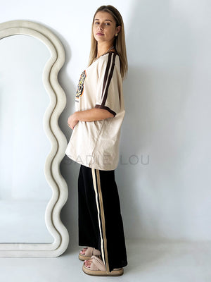 By Frankie / Racer Pant - Black/Beige